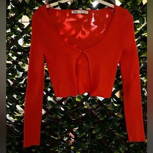 Vibrant Orange Ribbed Knit Cardigan – Summer Ready!